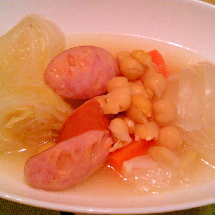 ひよこ豆・キャベツ・にんじんのシンプルスープ煮